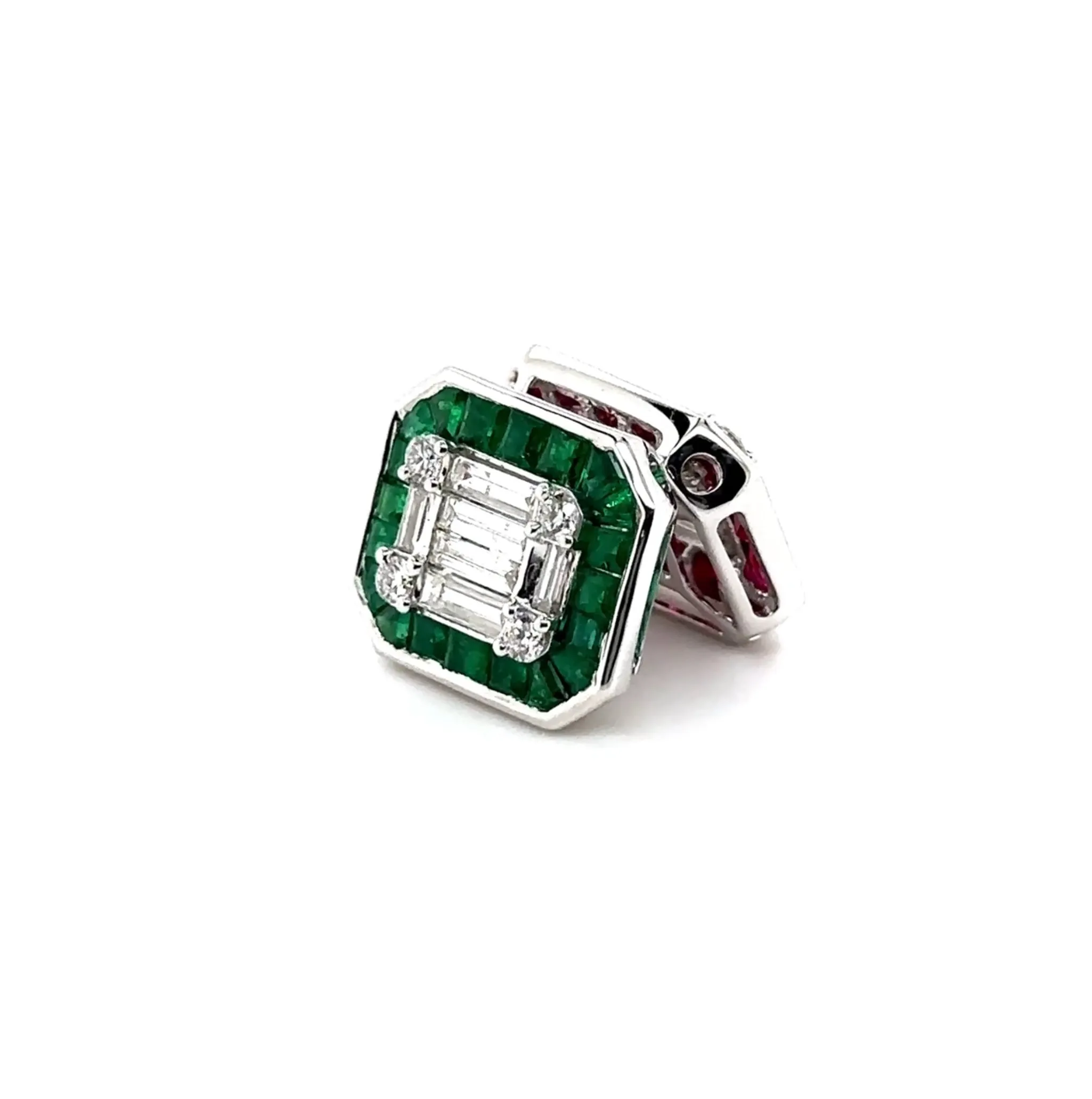 14KW Emerald & Ruby Halo With Diamonds Fashion Pendant