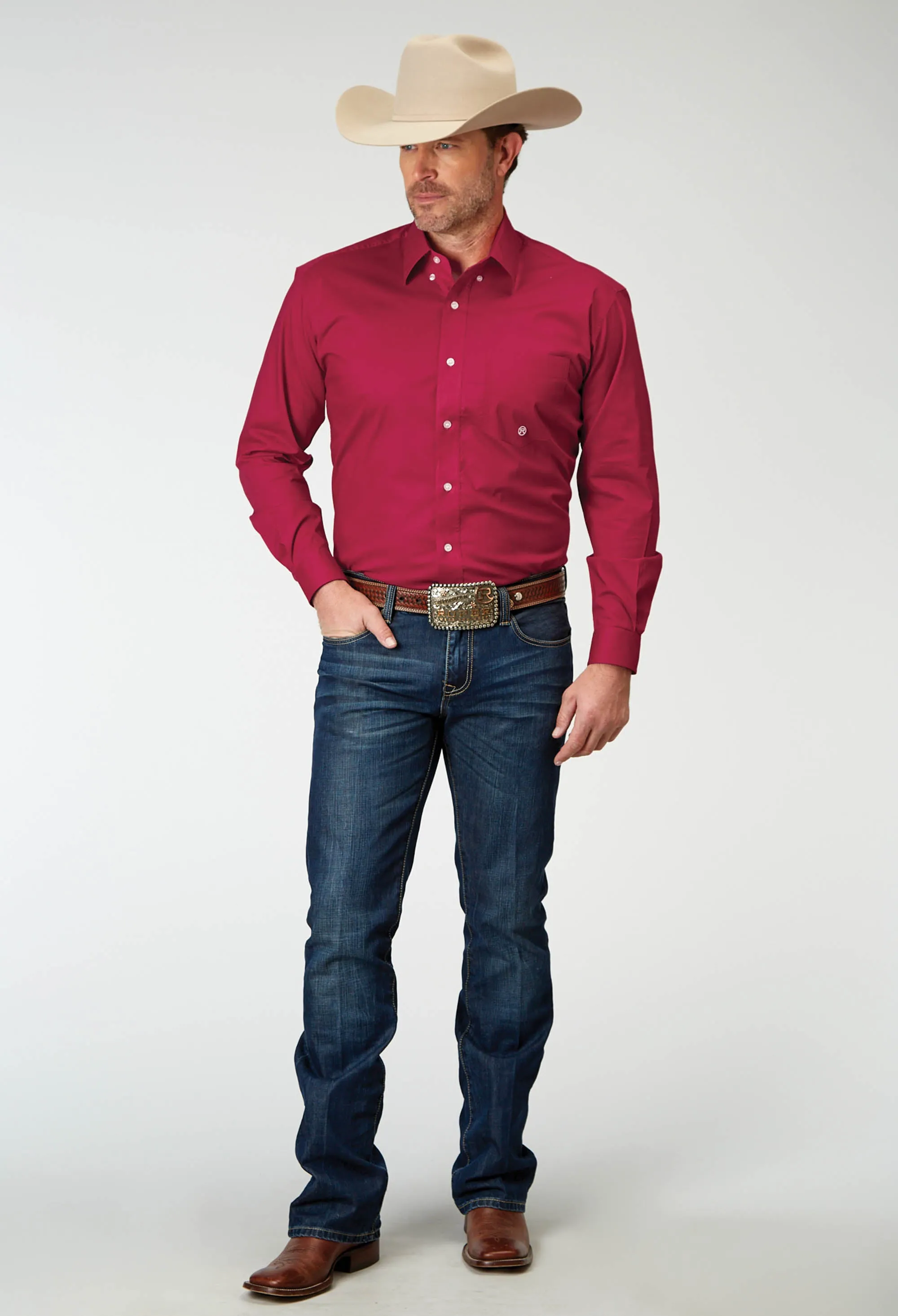 1943 SOLID POPLIN STRETCH - RED