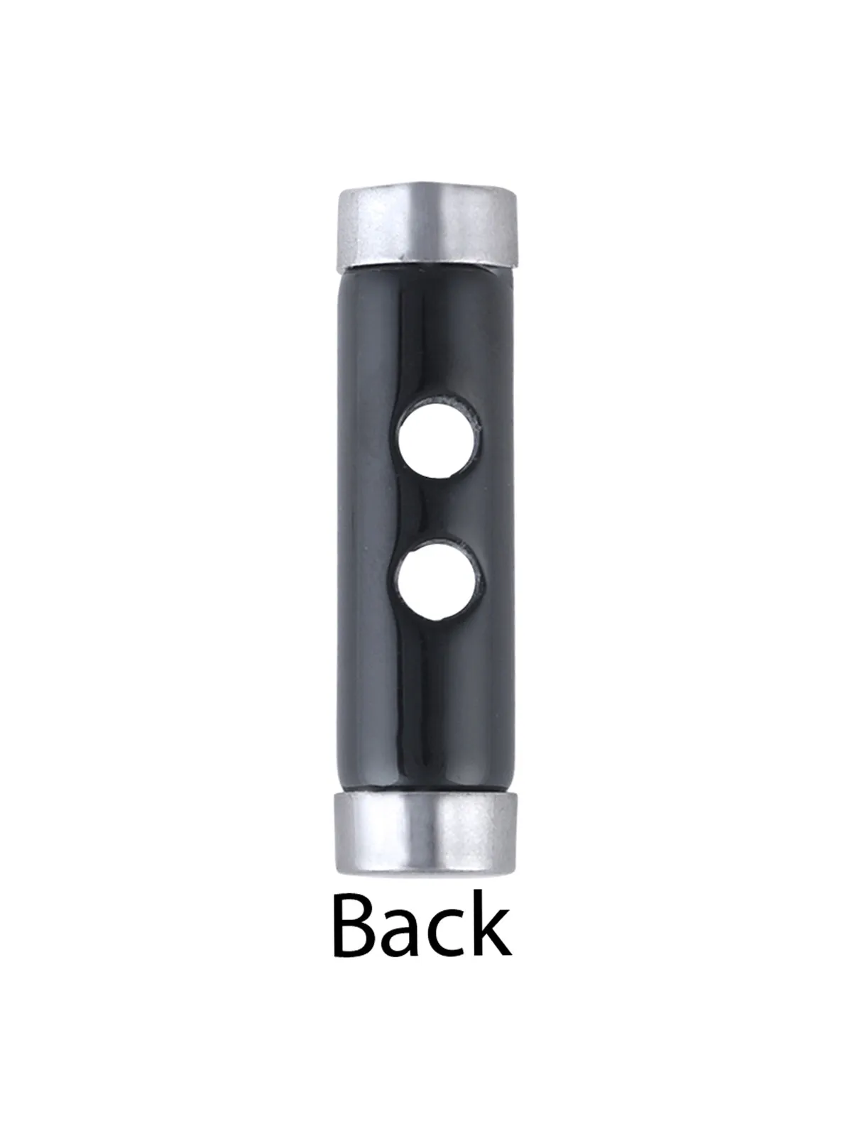 2-Hole Black Cylindrical Shape Toggle Button with Silver Caps