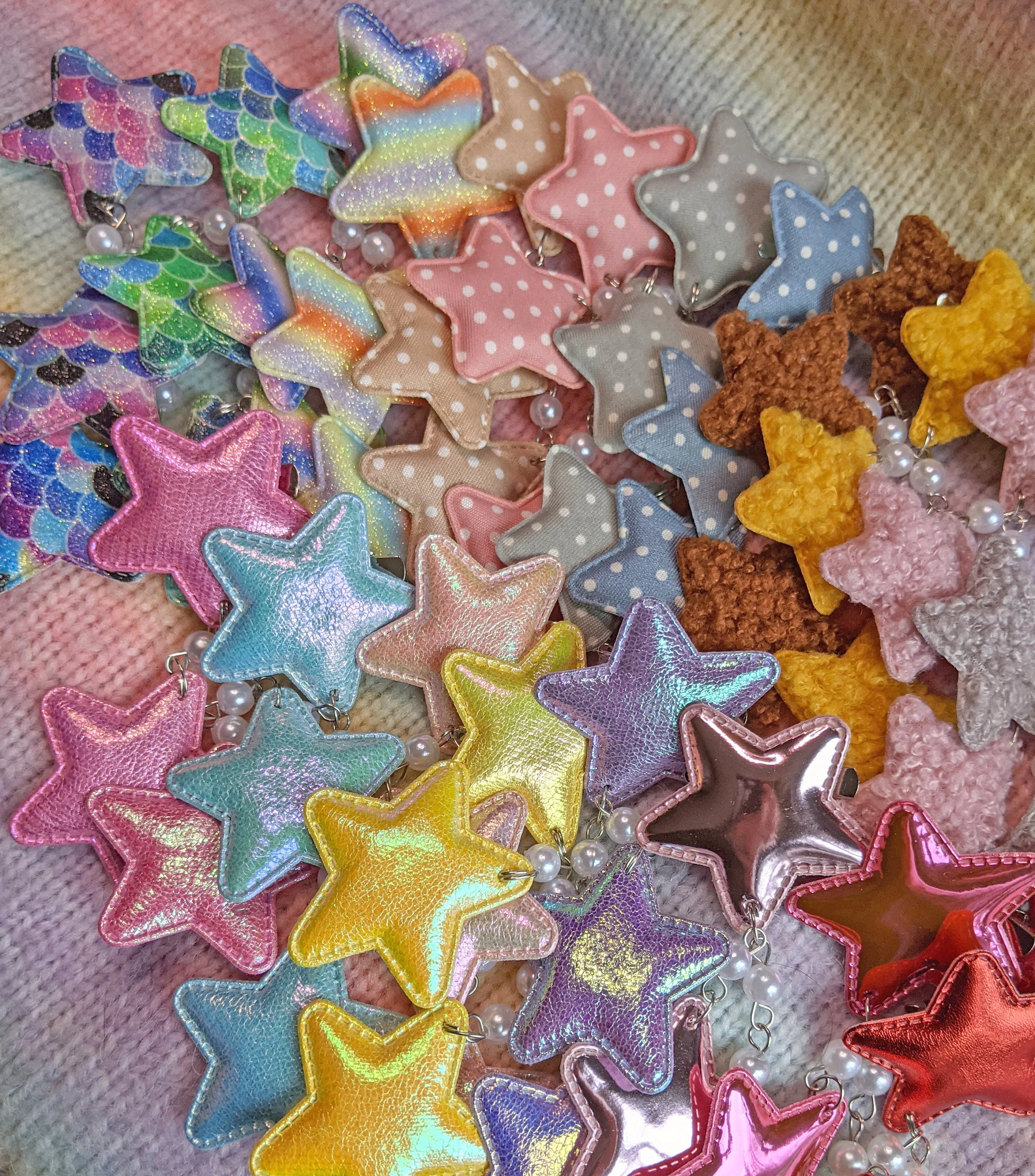 2-Way Fuzzy Teddy Bear Star Clips- Choose your color