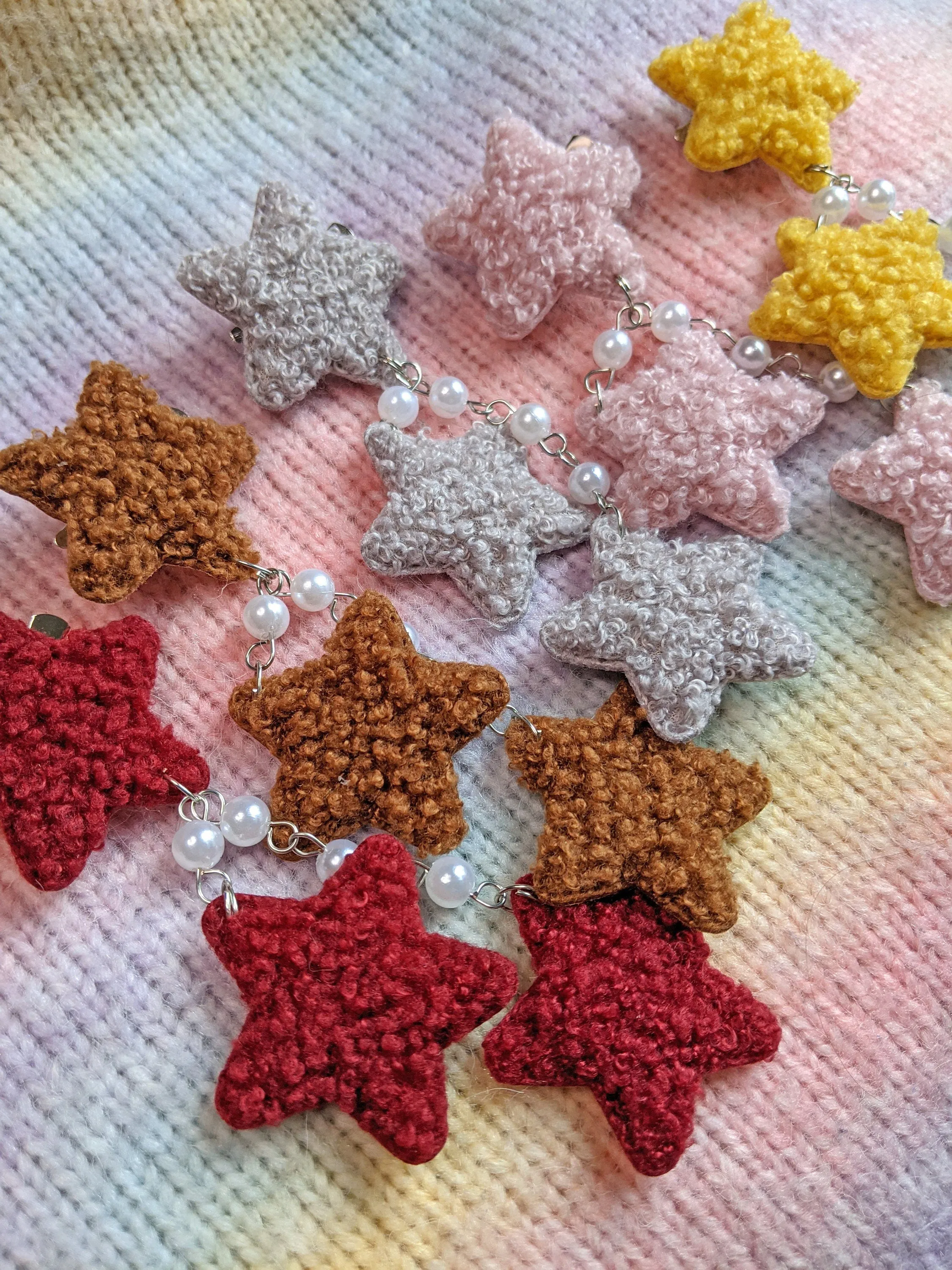 2-Way Fuzzy Teddy Bear Star Clips- Choose your color