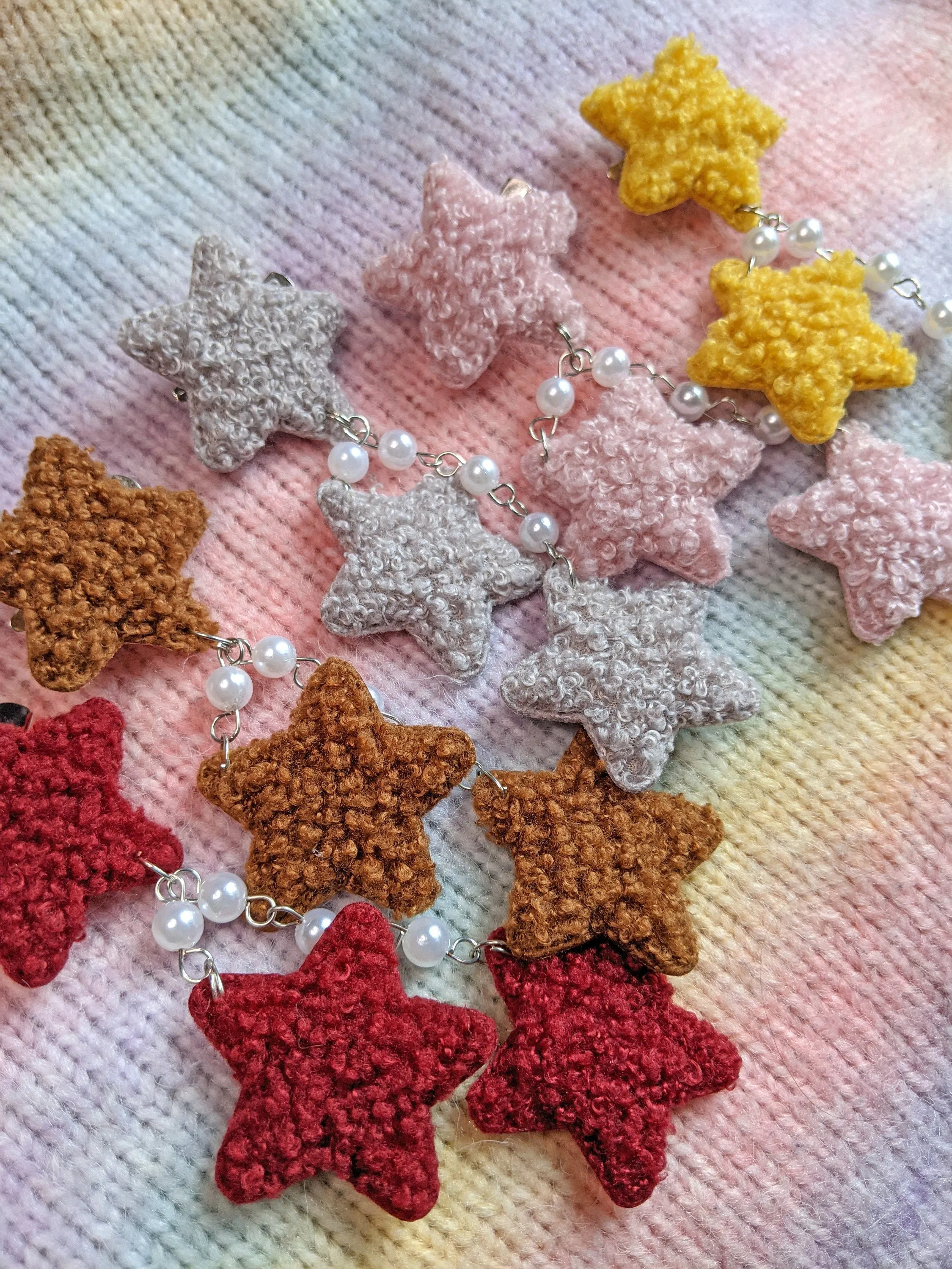 2-Way Fuzzy Teddy Bear Star Clips- Choose your color