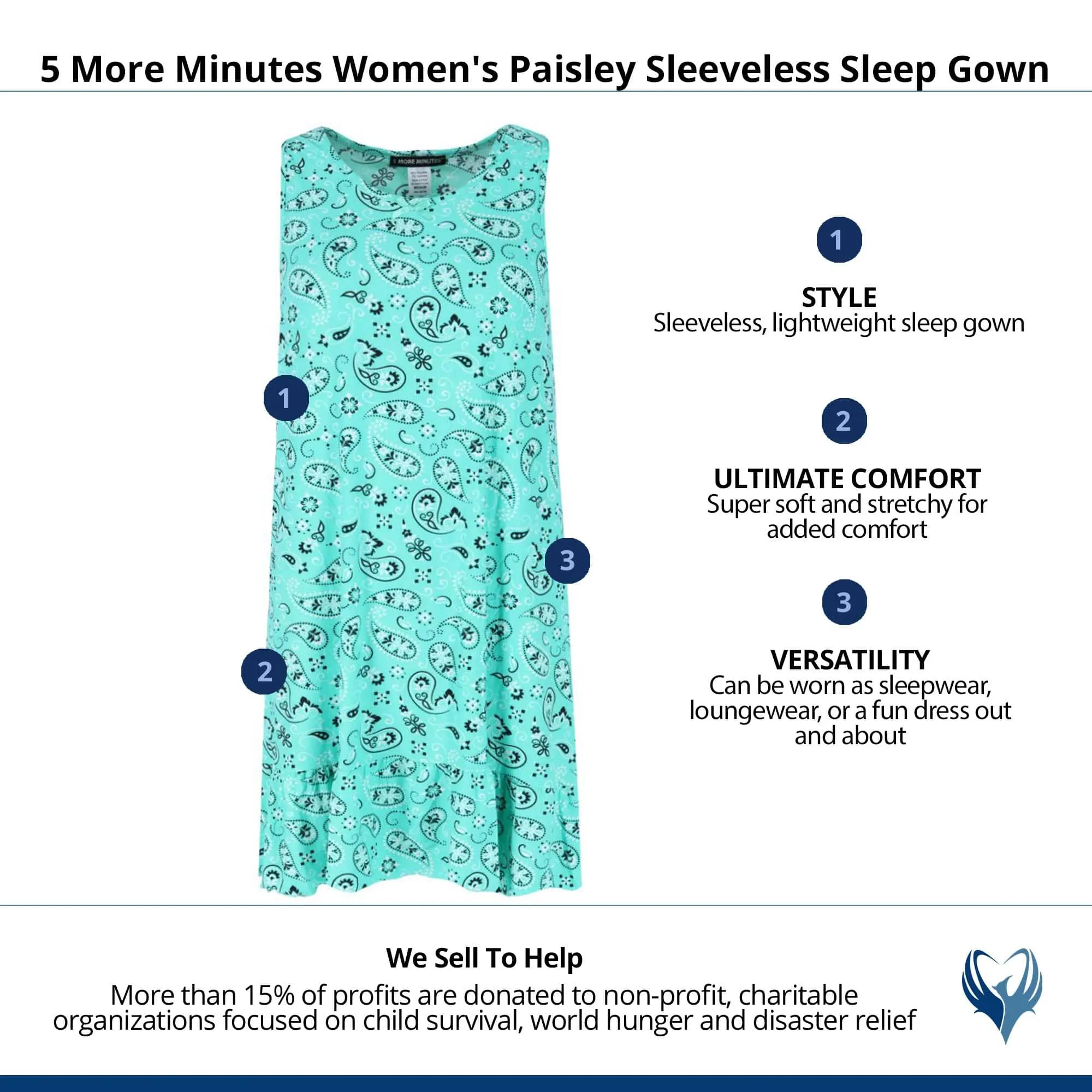 5 More Minutes Women's Paisley Sleeveless Sleep Gown