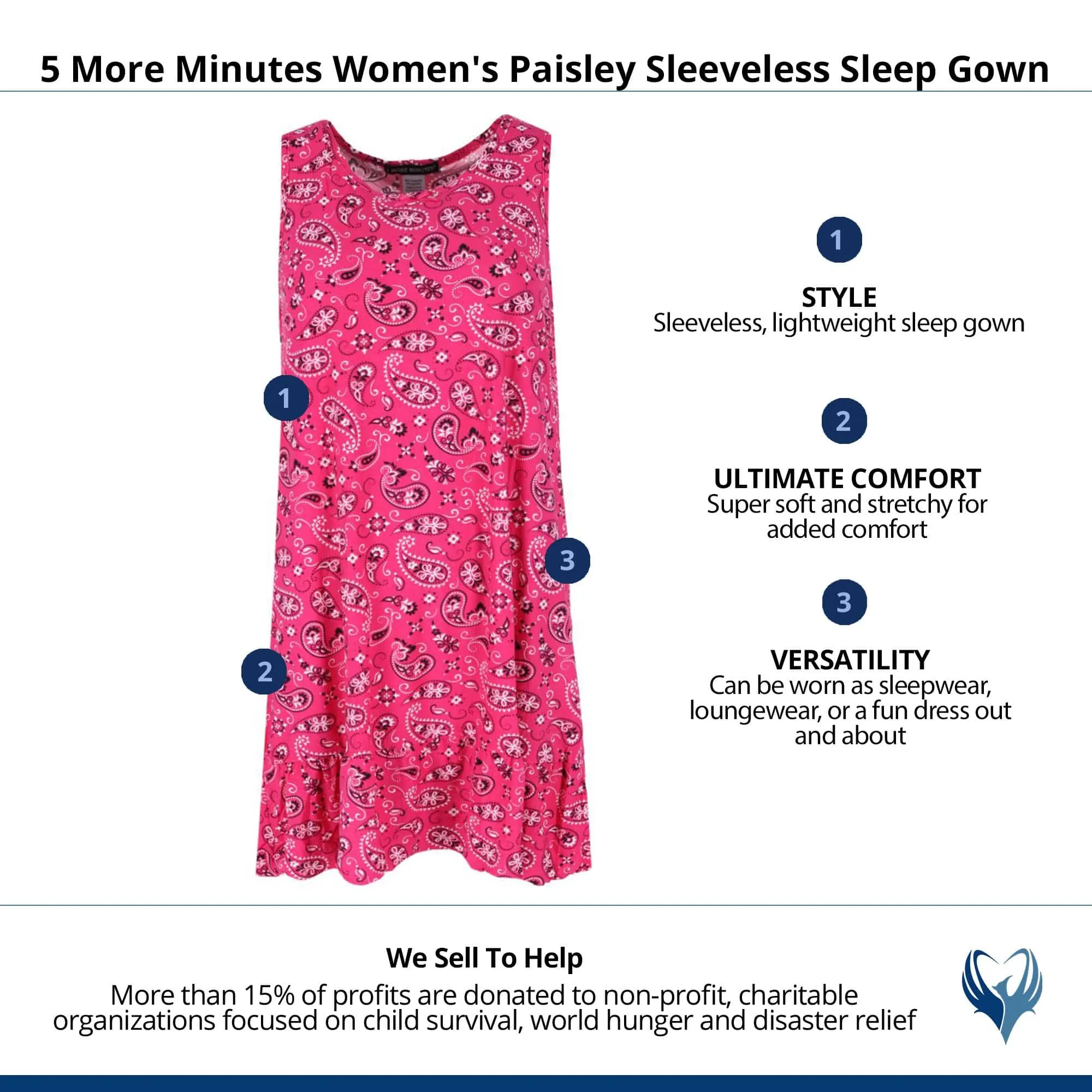 5 More Minutes Women's Paisley Sleeveless Sleep Gown