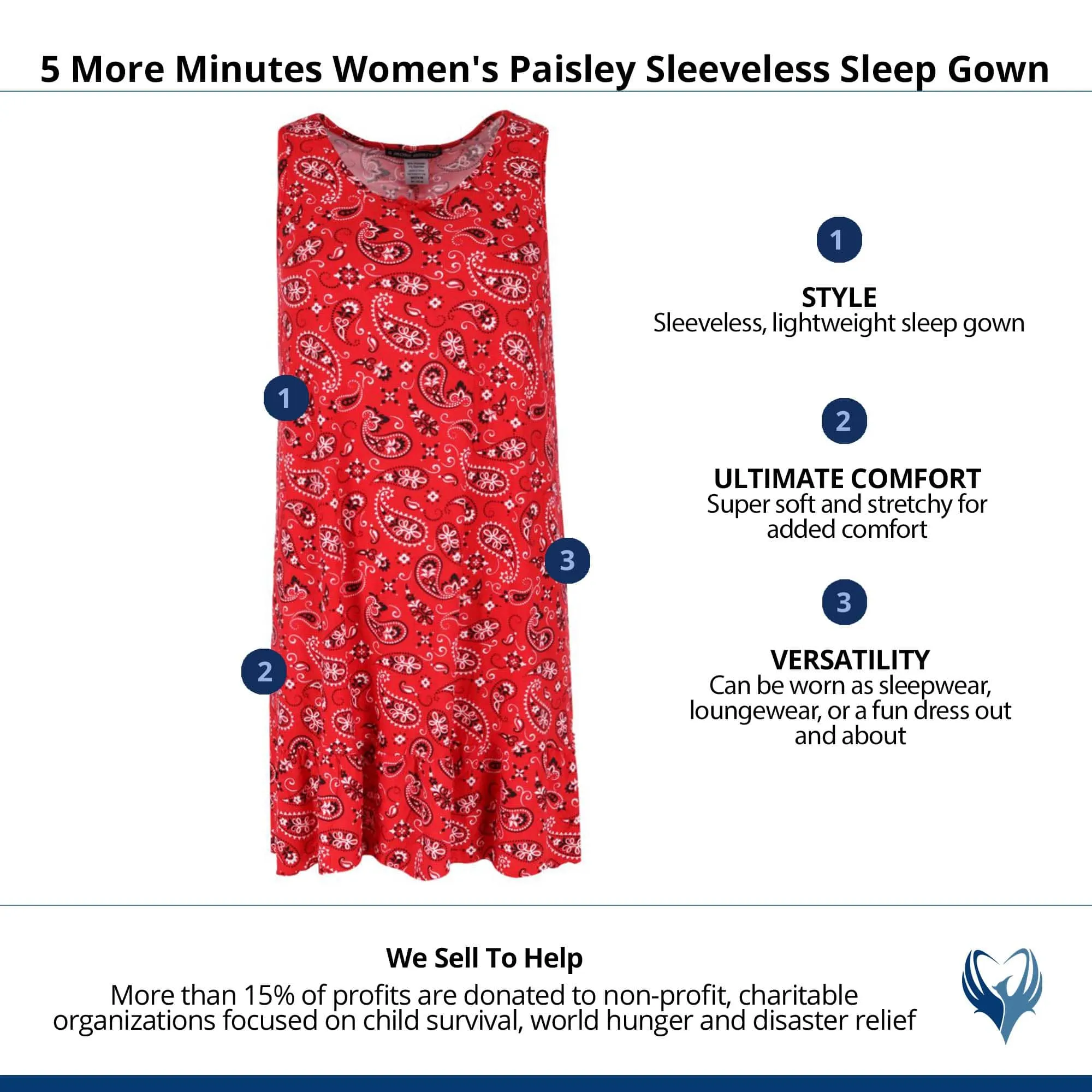 5 More Minutes Women's Paisley Sleeveless Sleep Gown