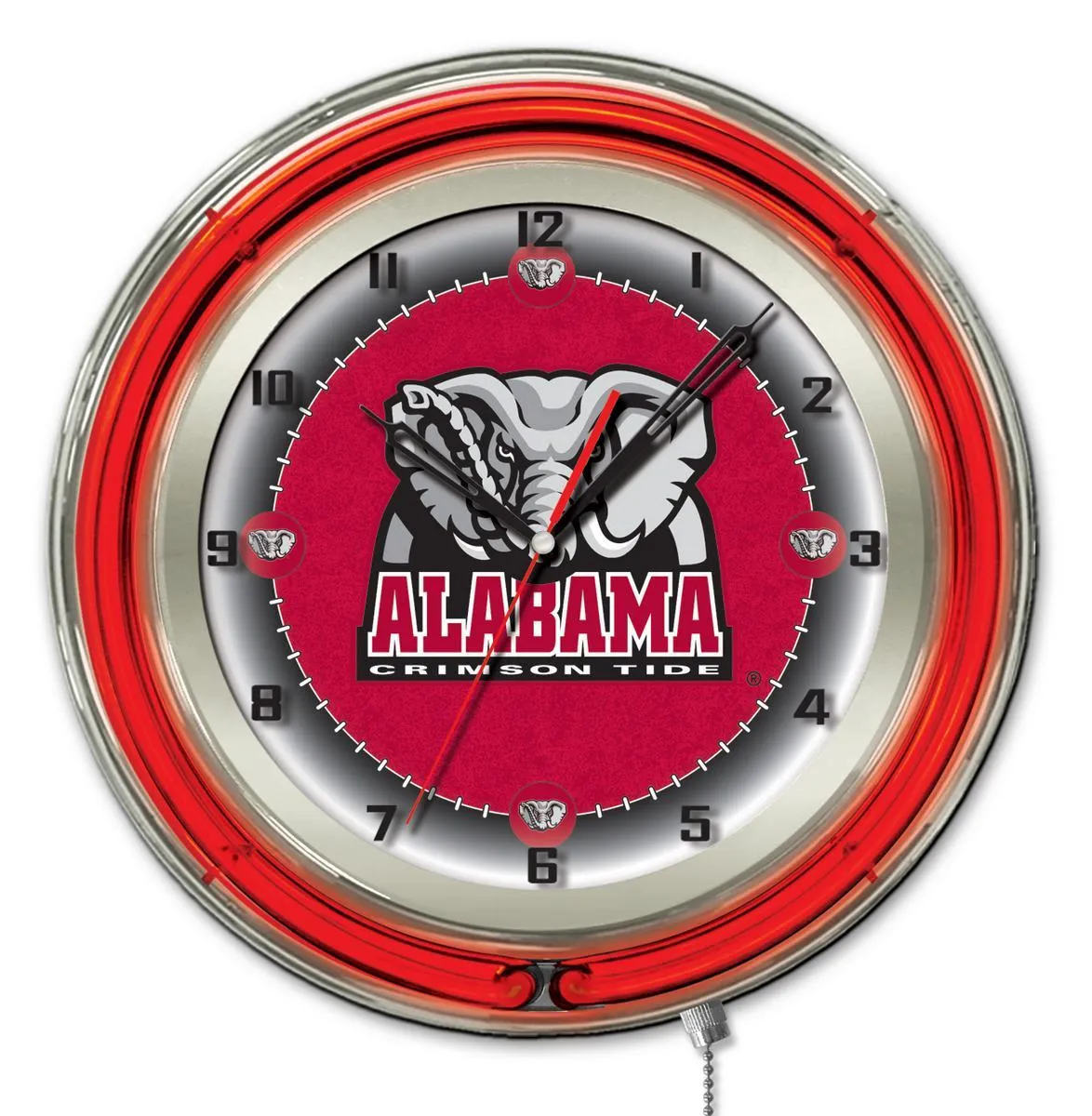 Alabama Crimson Tide HBS Neon Red Elephant Battery Powered Wall Clock (19")