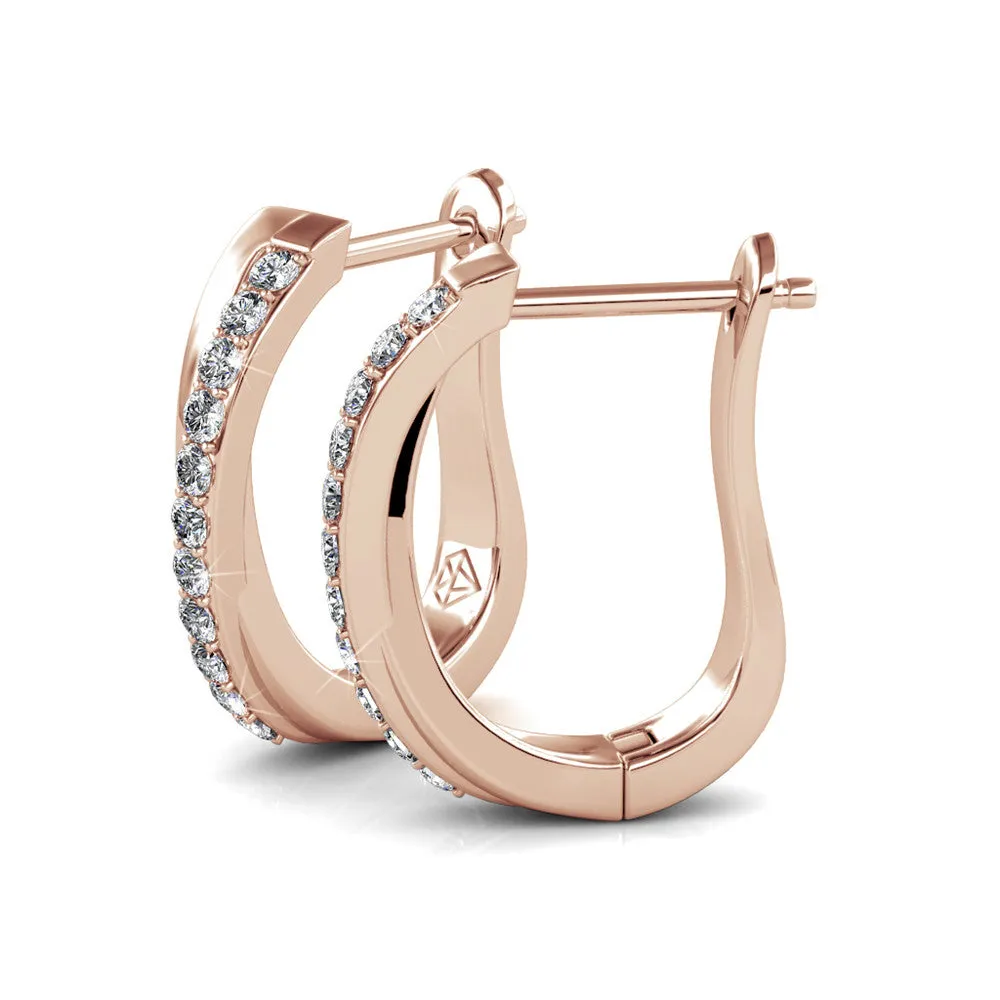 Amaya 18k White Gold Plated Twisted Hoop Earrings with Crystals