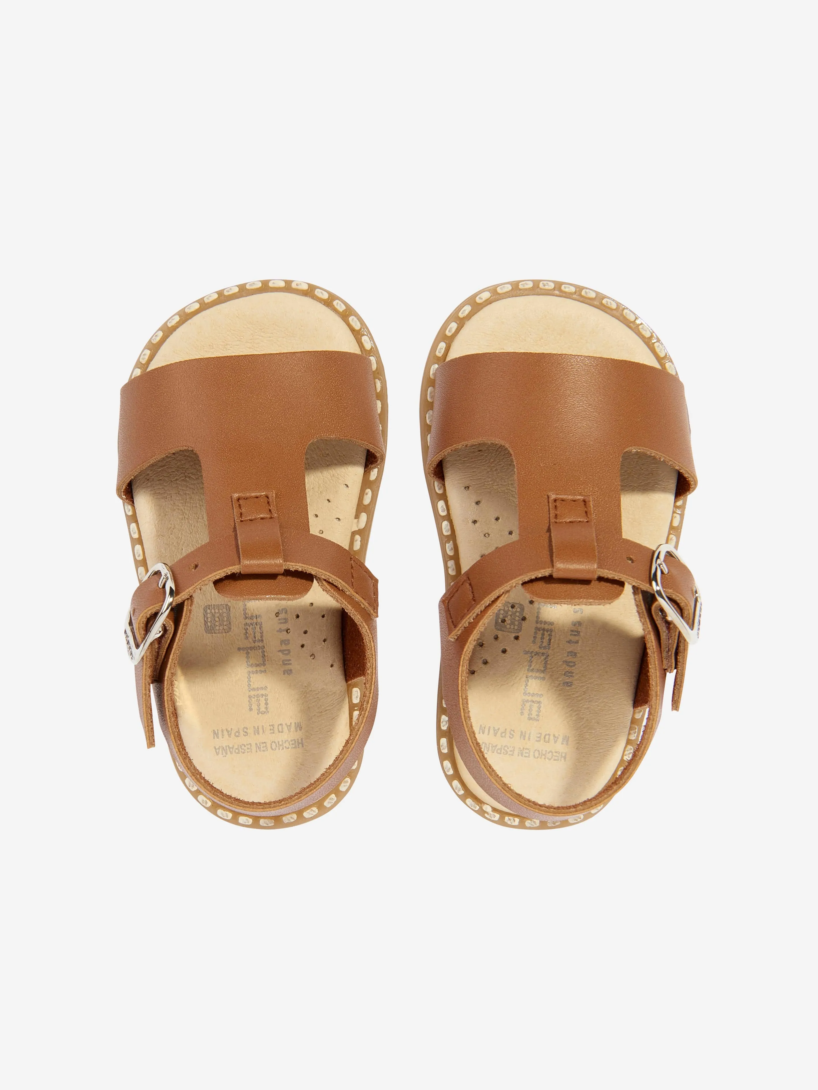 Andanines Kids Leather Sandals in Beige