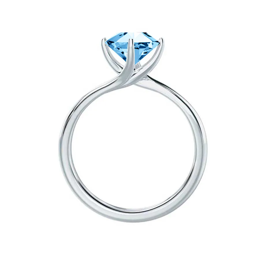 ANNORA - Chatham® Aqua Spinel Platinum 950 Twist Solitaire Ring