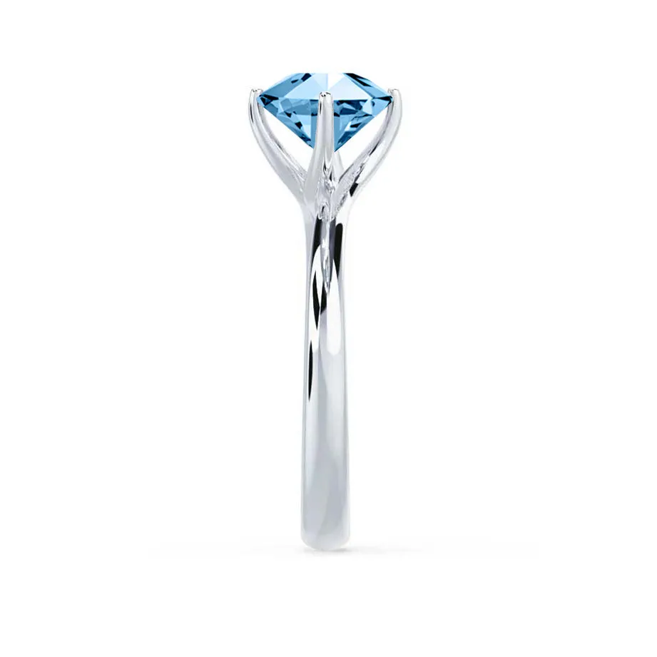 ANNORA - Chatham® Aqua Spinel Platinum 950 Twist Solitaire Ring