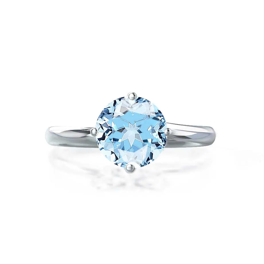 ANNORA - Chatham® Aqua Spinel Platinum 950 Twist Solitaire Ring