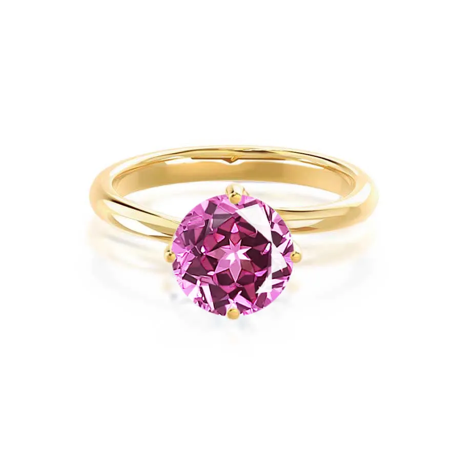 ANNORA - Chatham® Pink Sapphire 18k Yellow Gold Twist Solitaire Ring