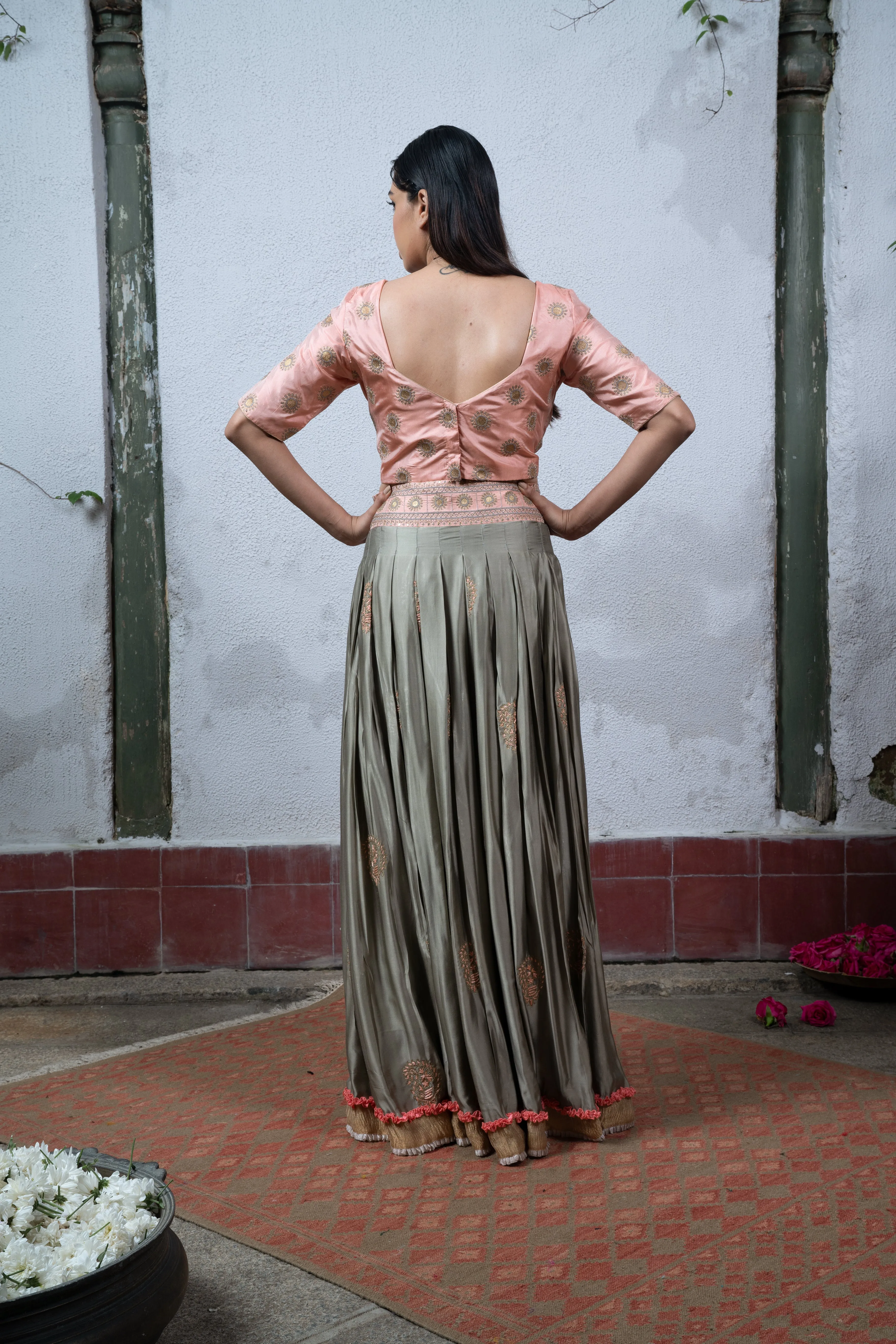 Apsara: Grey and Pink Lehanga