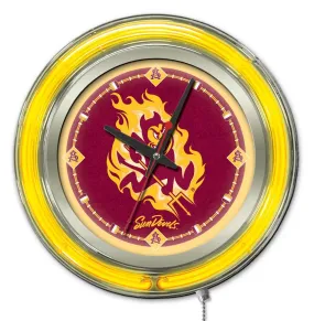 Arizona State Sun Devils HBS Neon Yellow Red Battery Powered Wall Clock (15")