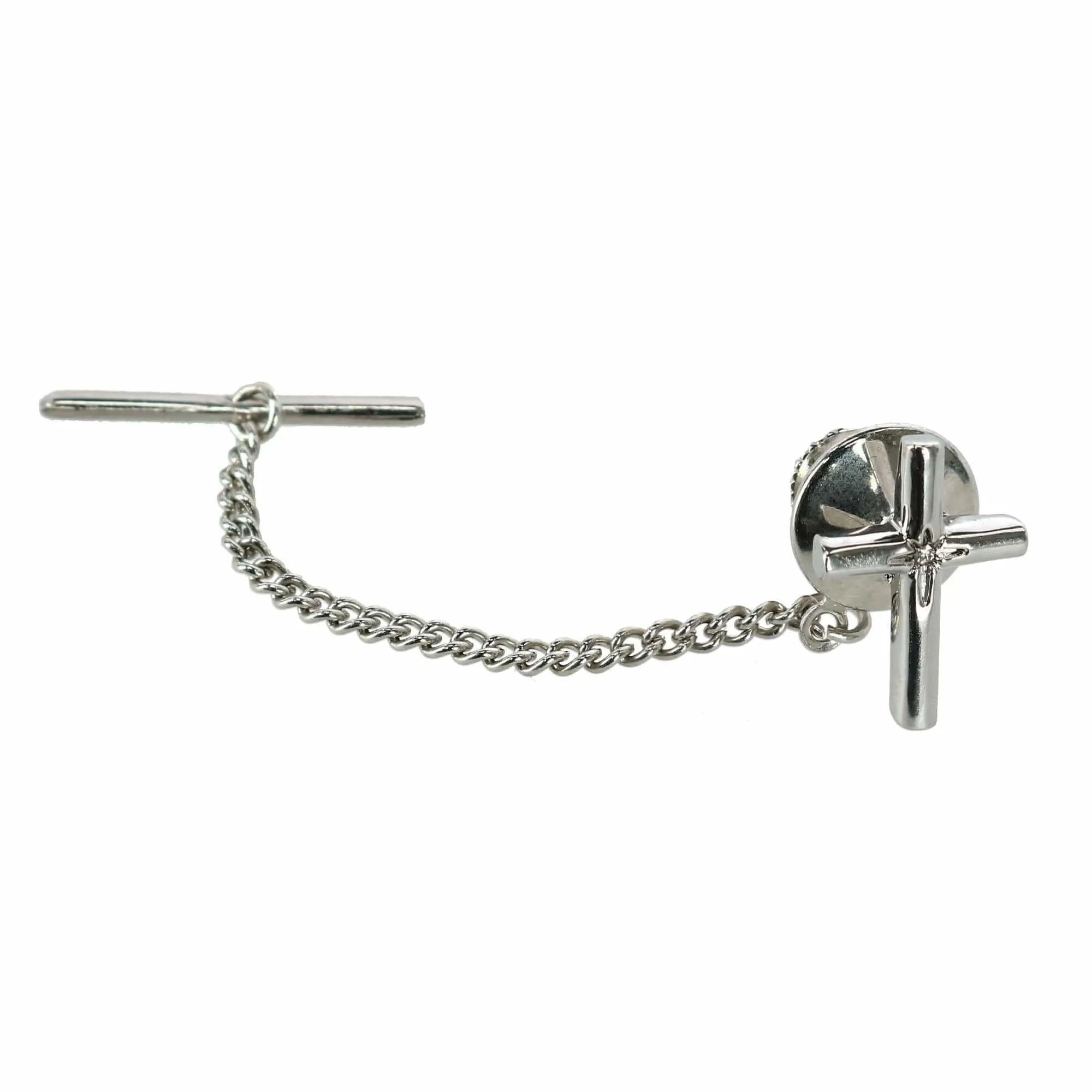 Ascentix Men's Cross Tie Tack with Crystal Center