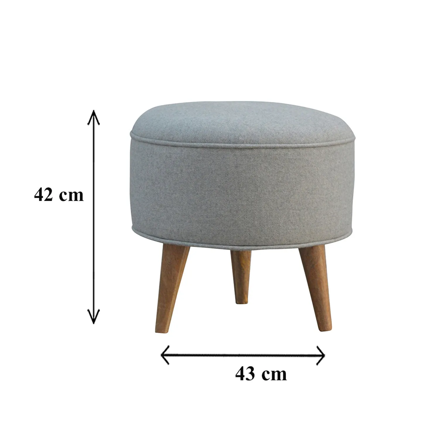 Ashley Tweed Grey Fabric Round Footstool