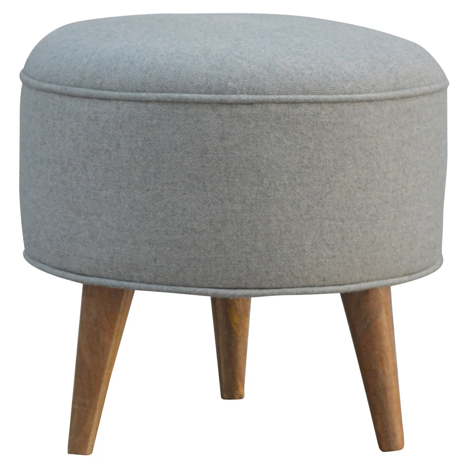 Ashley Tweed Grey Fabric Round Footstool