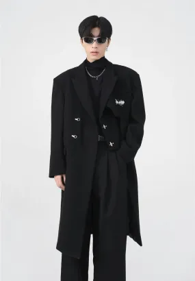 Asymmetric Oversized Faux-Woolen Coat with Metal Buckle