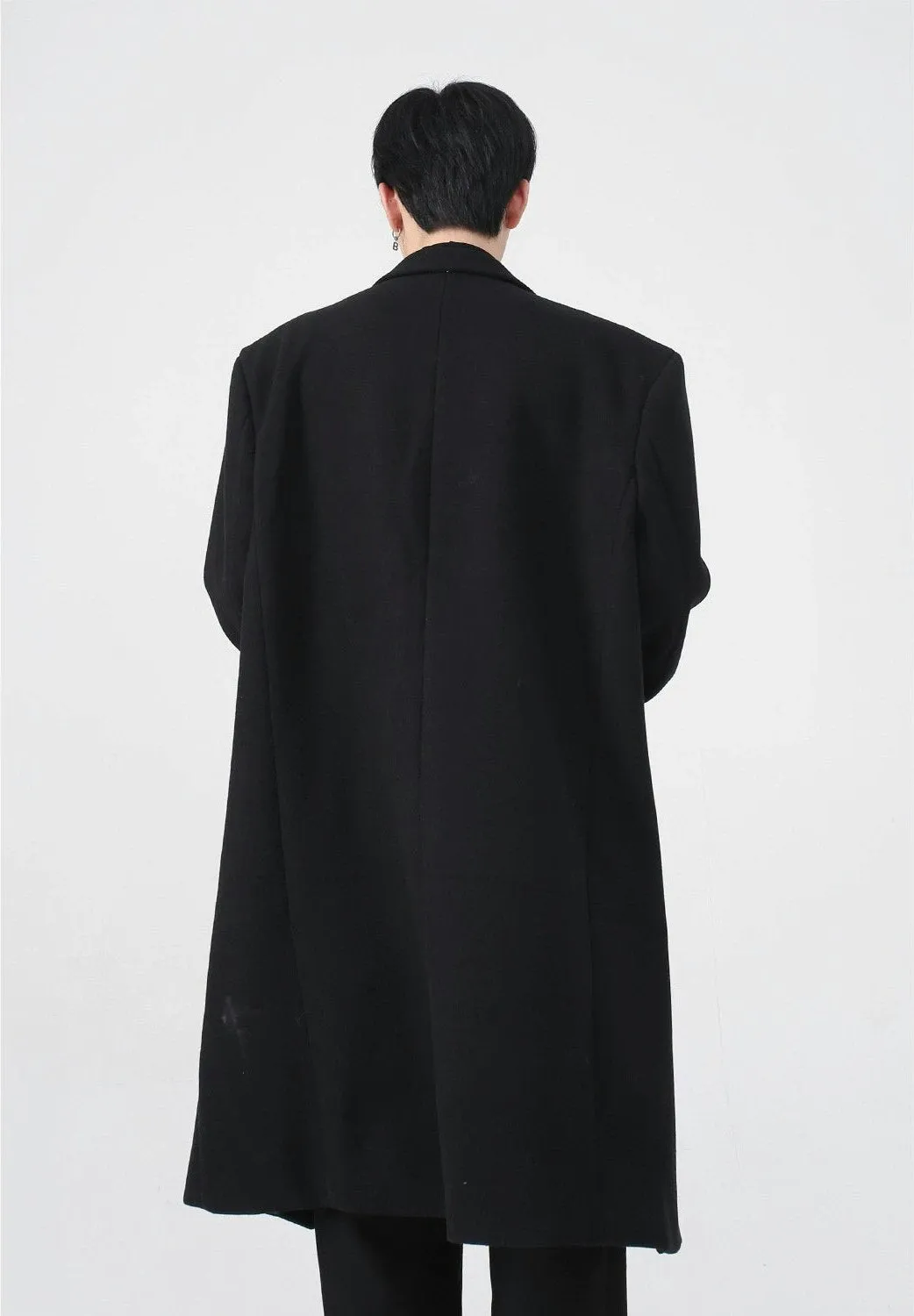 Asymmetric Oversized Faux-Woolen Coat with Metal Buckle