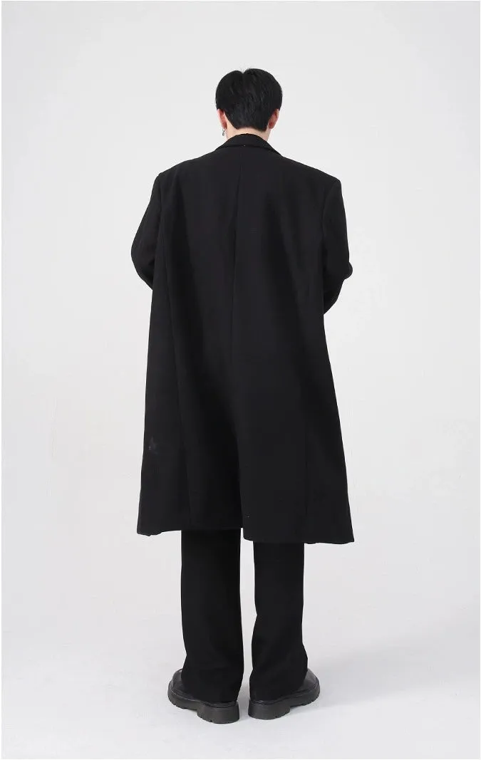 Asymmetric Oversized Faux-Woolen Coat with Metal Buckle