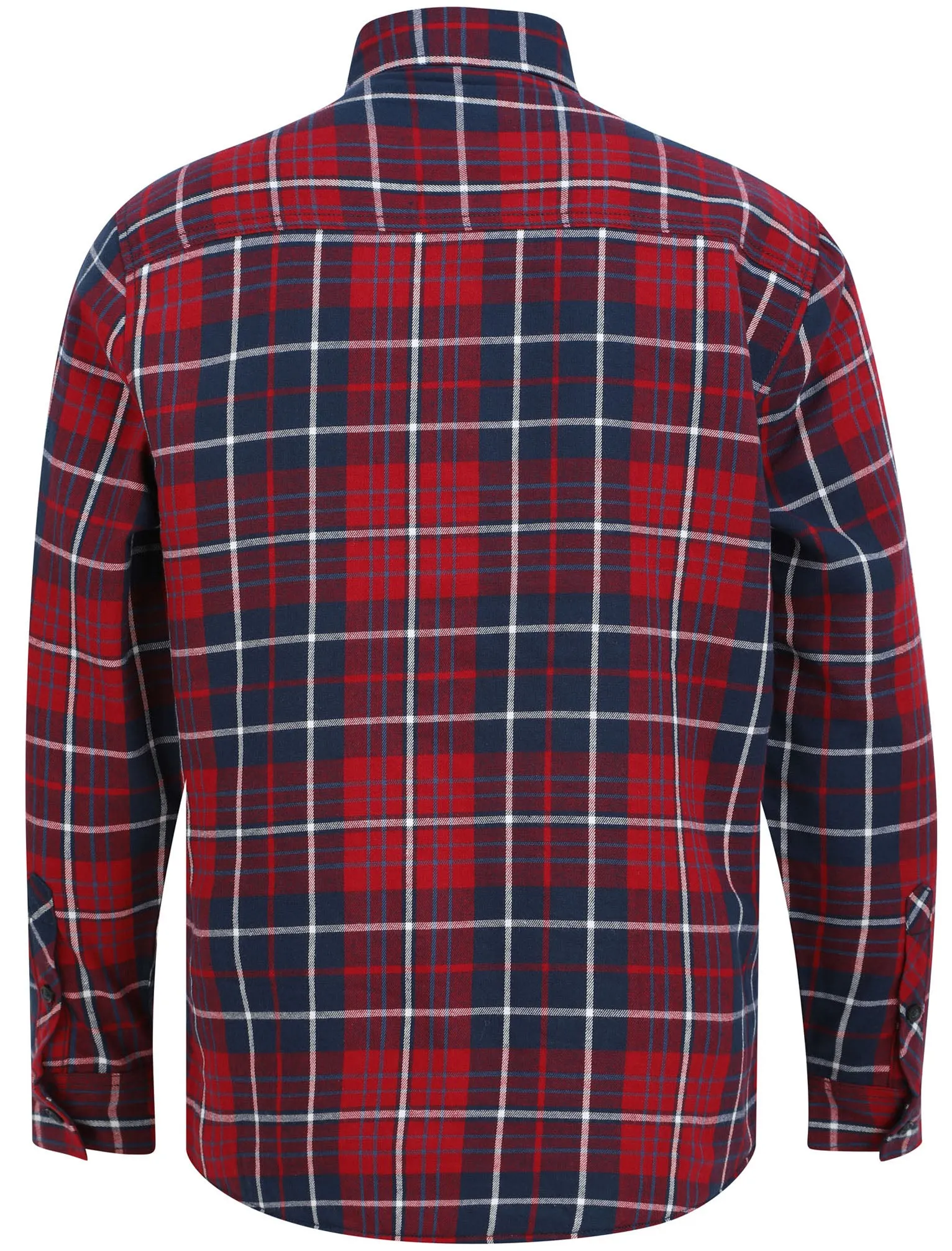 Atwell Borg Lined Cotton Flannel Checked Over Shirt in Rio Red Check - Tokyo Laundry