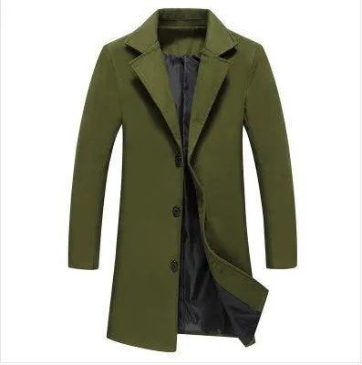 Autumn And Winter New Mens Solid Color Casual Business Woolen Coats