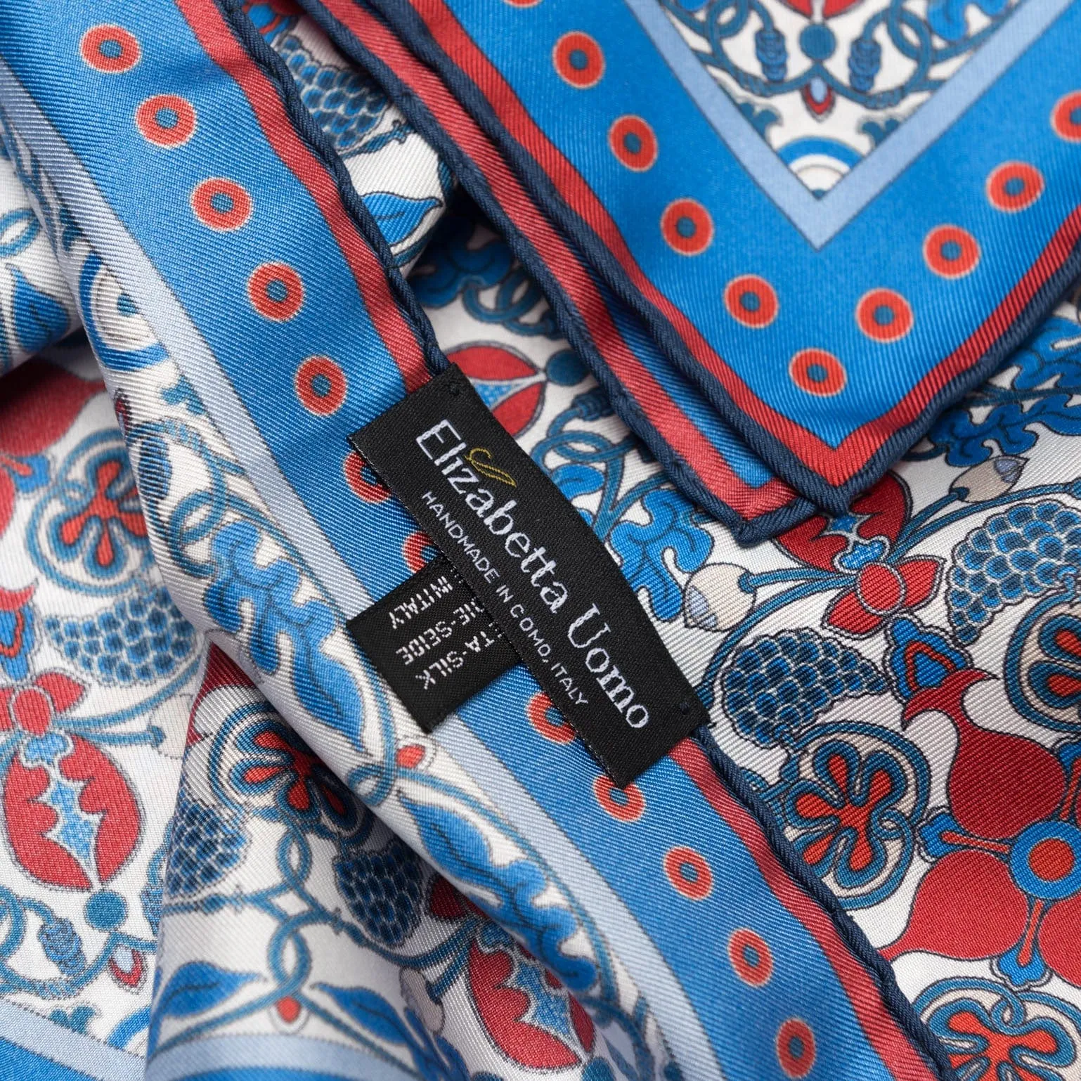 Barbaresco - Hand Rolled Silk Neckerchief - Blue and Red