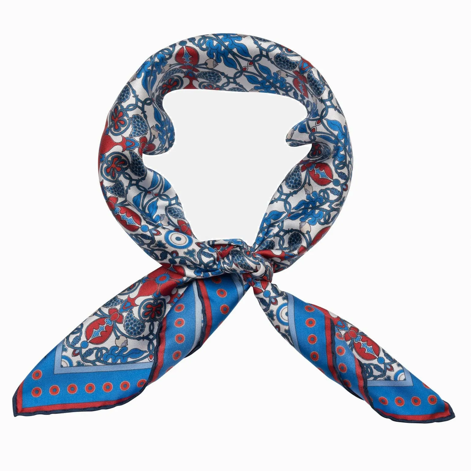 Barbaresco - Hand Rolled Silk Neckerchief - Blue and Red