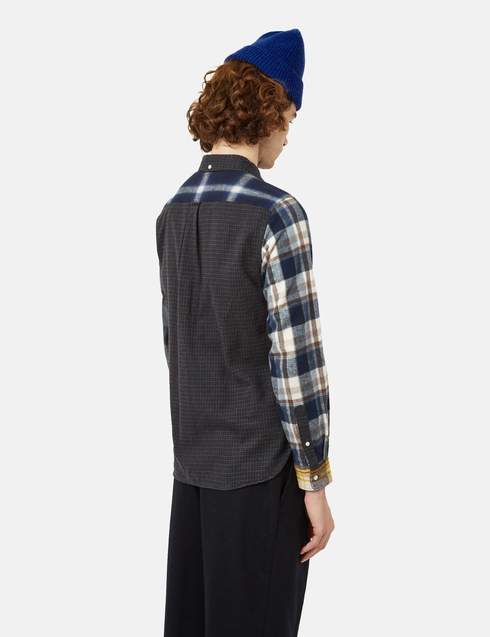 Beams Plus B.D. Panel Shirt (Flannel Check) - Navy Blue