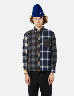 Beams Plus B.D. Panel Shirt (Flannel Check) - Navy Blue