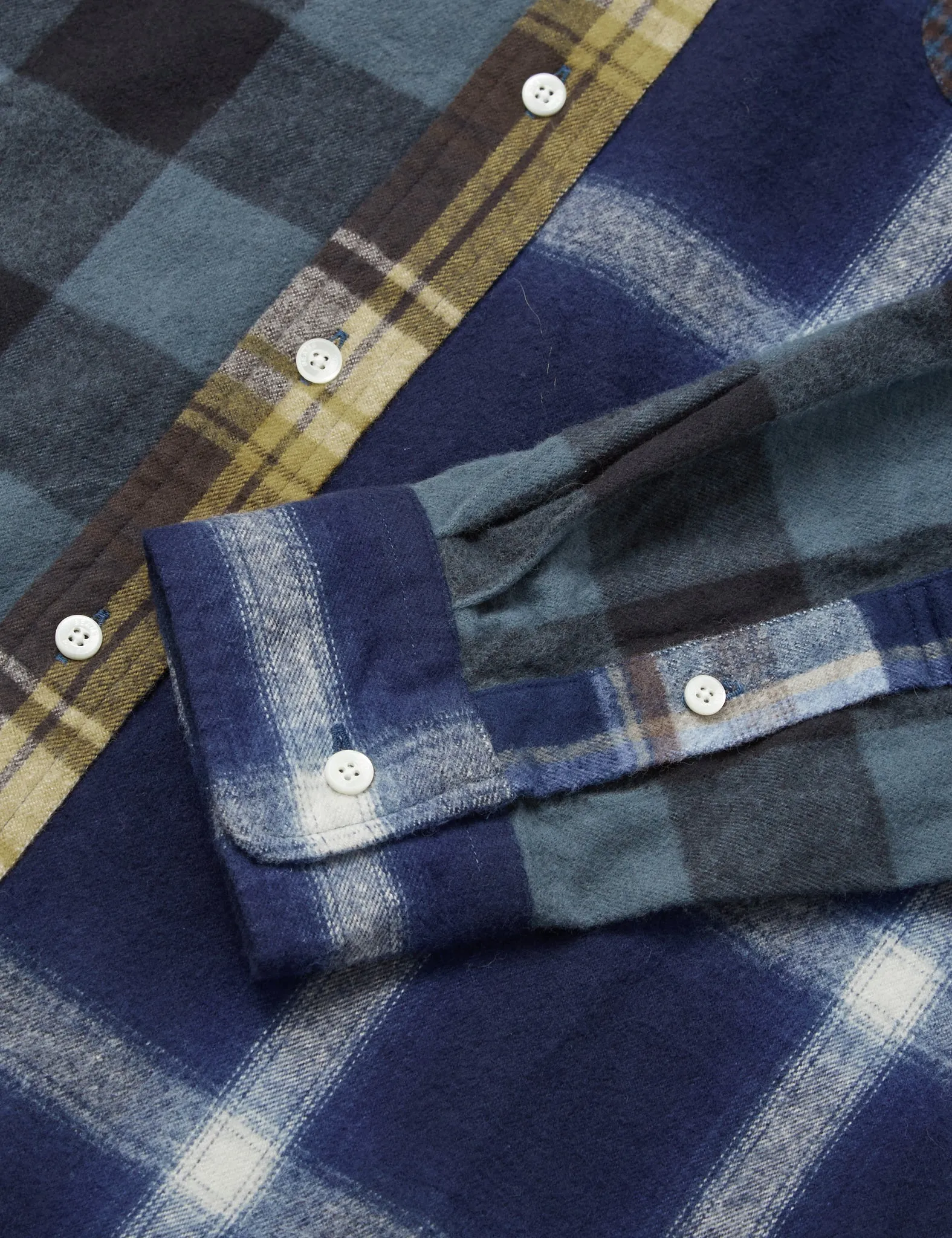 Beams Plus B.D. Panel Shirt (Flannel Check) - Navy Blue