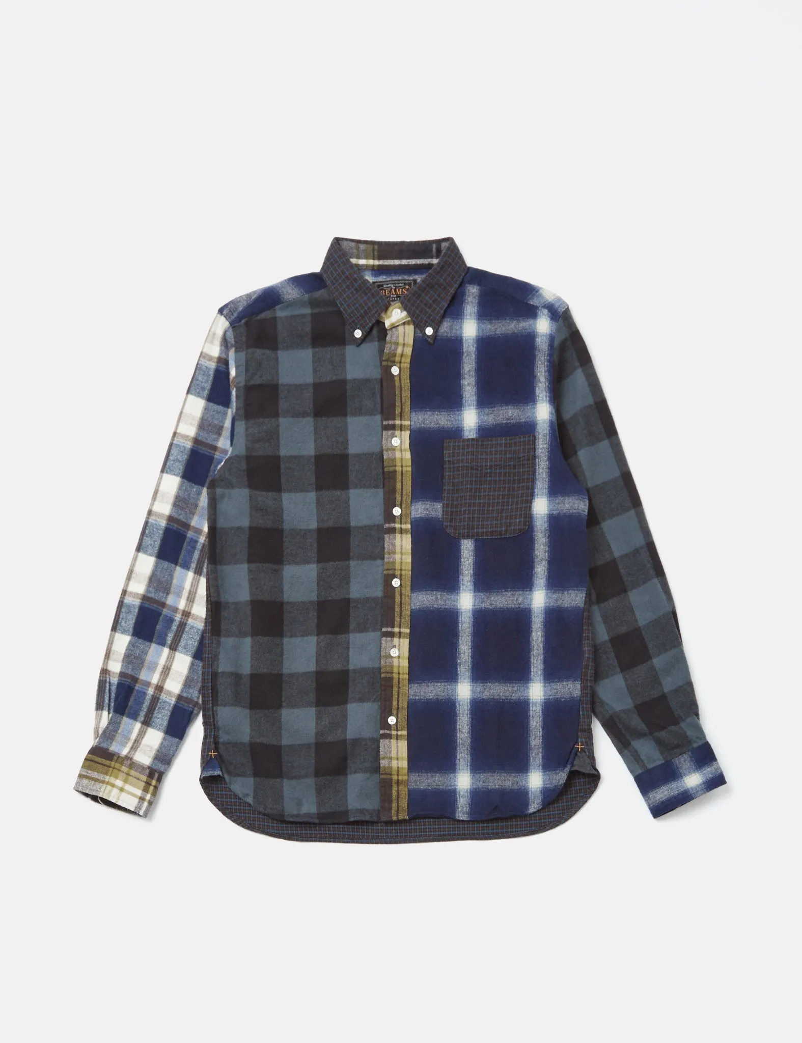 Beams Plus B.D. Panel Shirt (Flannel Check) - Navy Blue