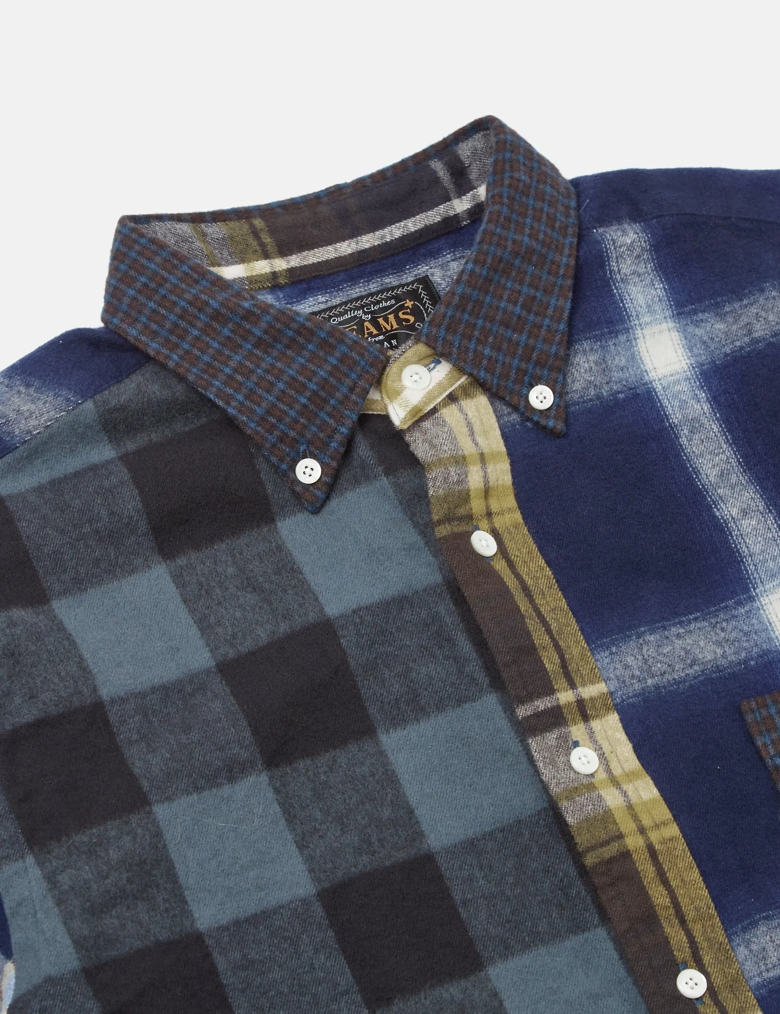 Beams Plus B.D. Panel Shirt (Flannel Check) - Navy Blue