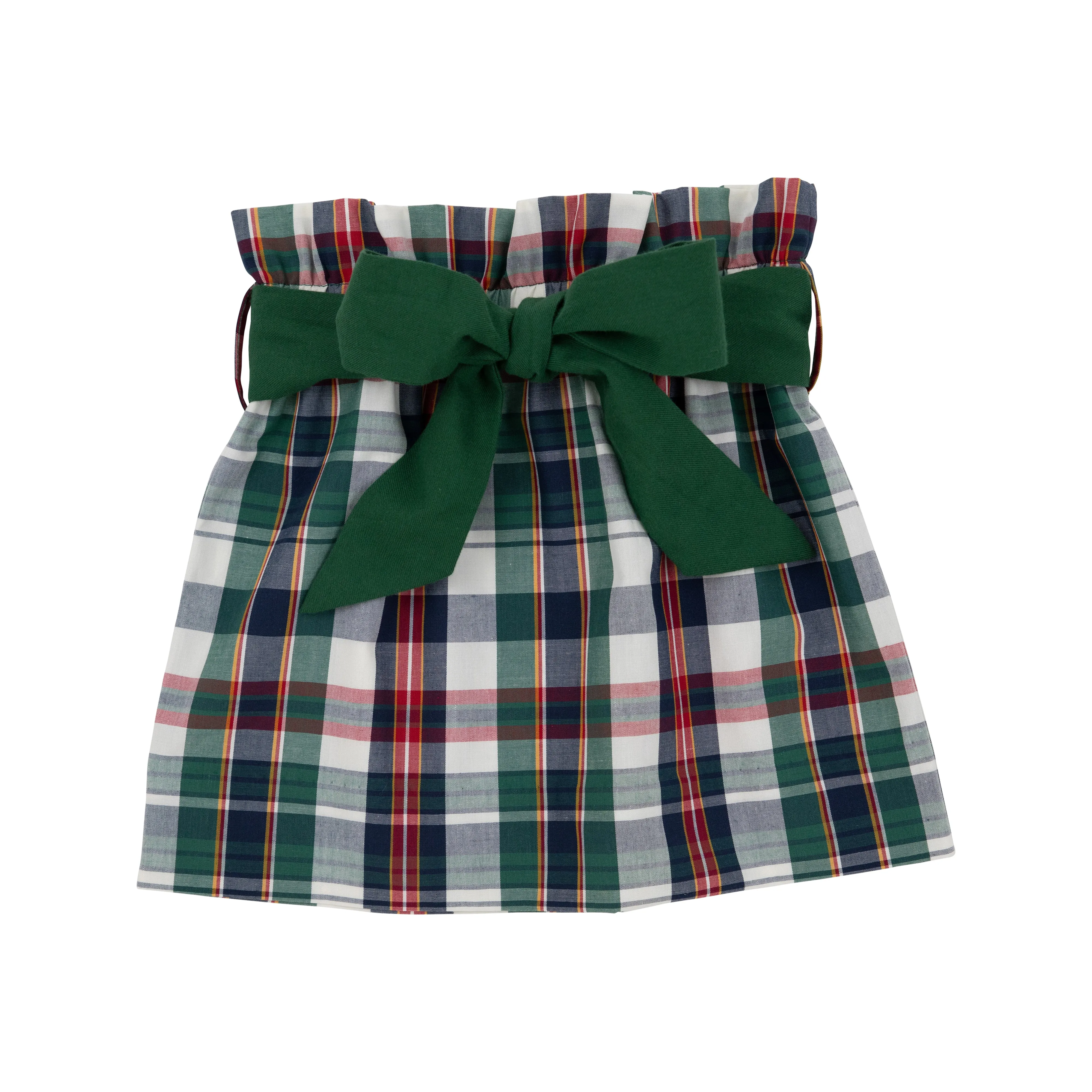 Beasley Bow Skirt - Field Park Plaid with Grier Green Flannel Bow