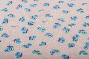 Beige Blue Green Floral Printed Cotton Fabric