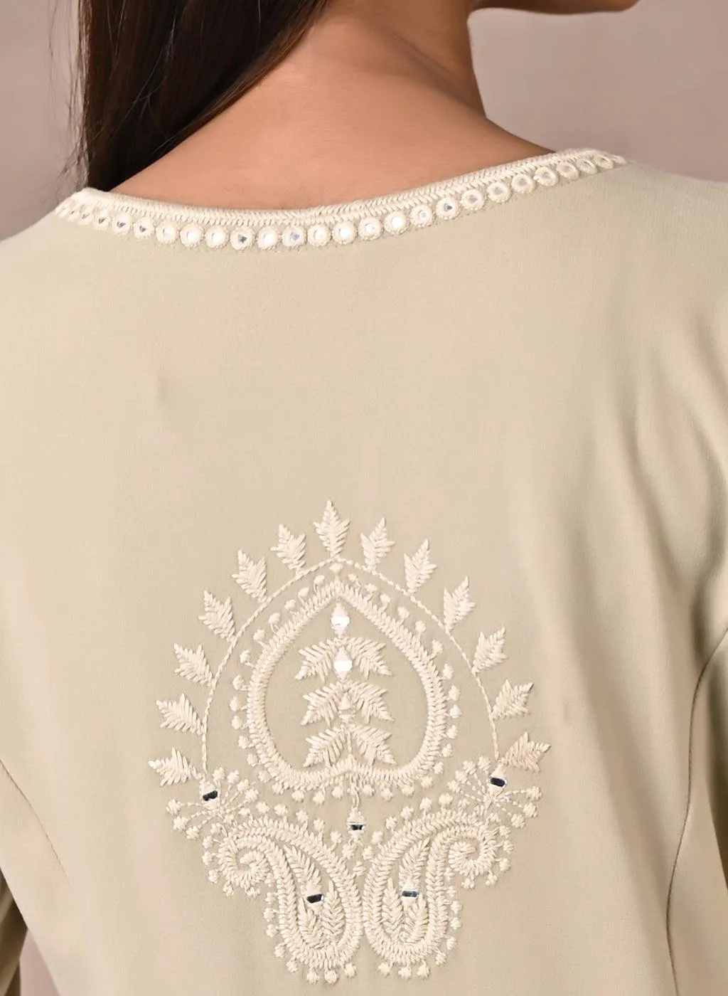 Beige Woolen Kurta with Fine Embroidery