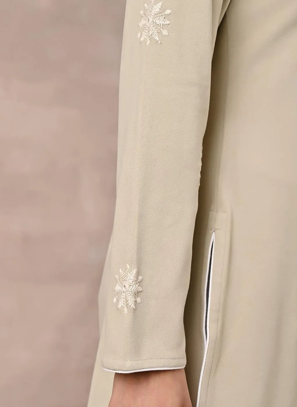 Beige Woolen Kurta with Fine Embroidery