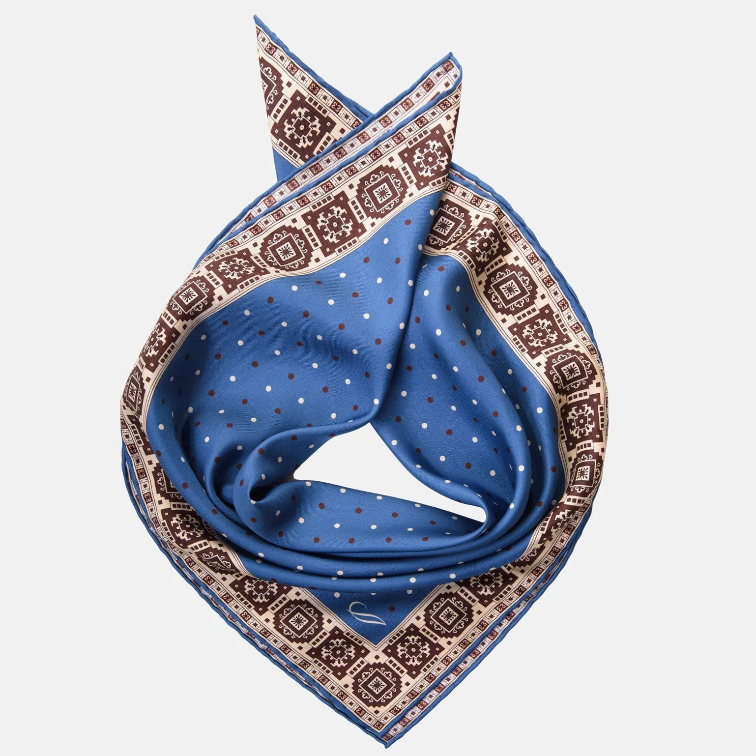 Bergamo - Hand Rolled Silk Neckerchief - Blue