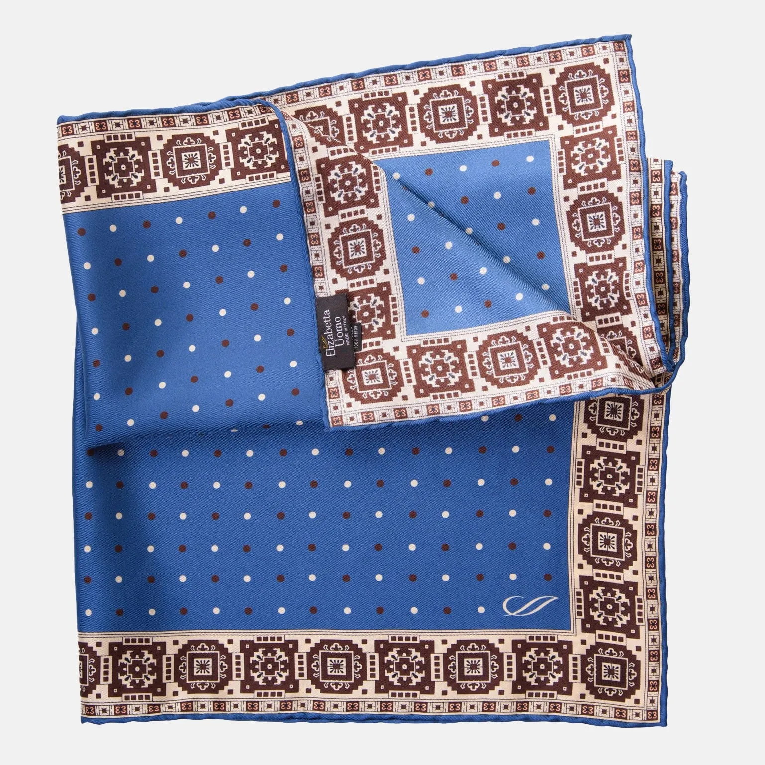 Bergamo - Hand Rolled Silk Neckerchief - Blue