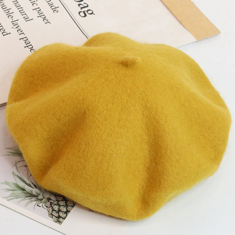 Biz Wool Woolen Painter's Hat Solid Color Beret