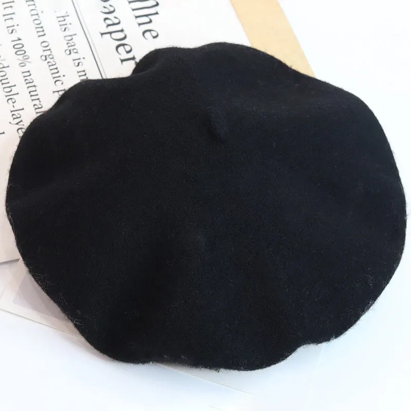 Biz Wool Woolen Painter's Hat Solid Color Beret