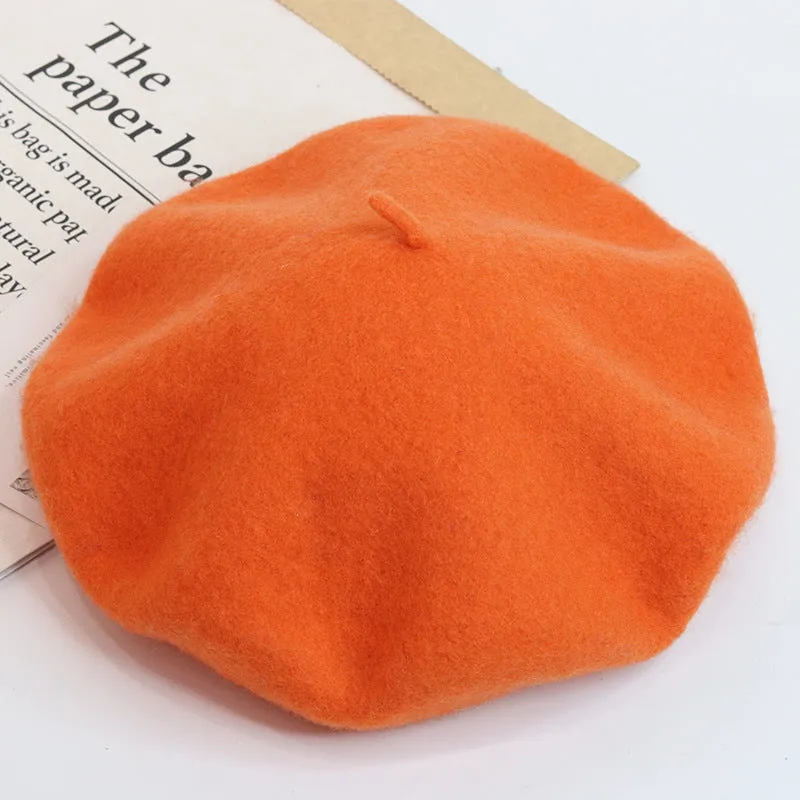 Biz Wool Woolen Painter's Hat Solid Color Beret