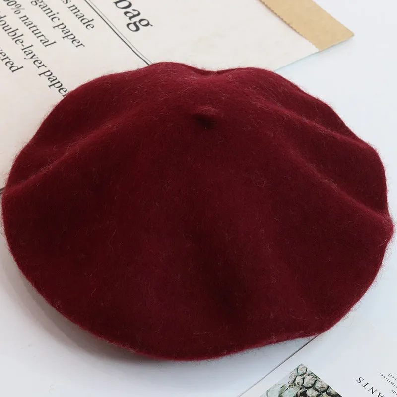 Biz Wool Woolen Painter's Hat Solid Color Beret