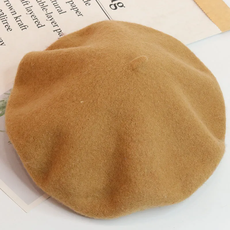 Biz Wool Woolen Painter's Hat Solid Color Beret