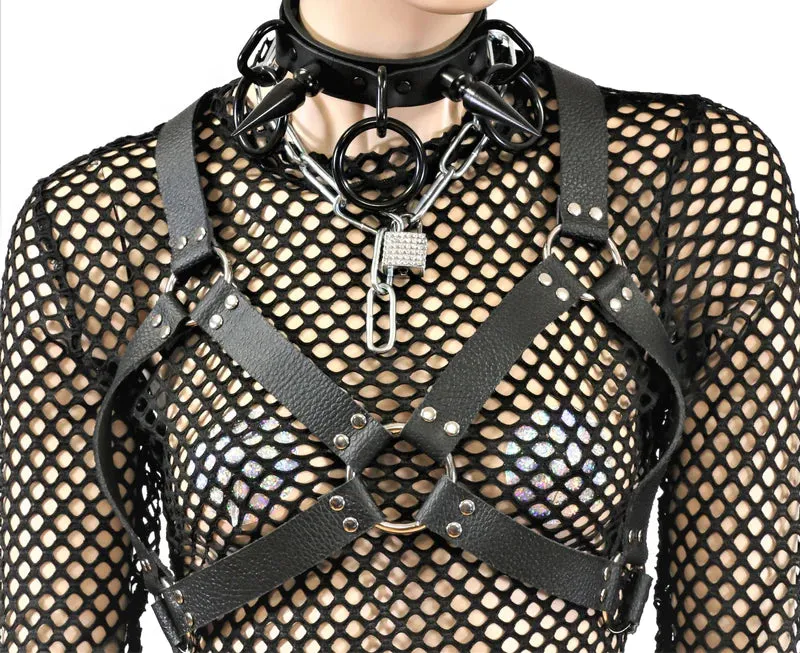 Black Leather Bra Harness