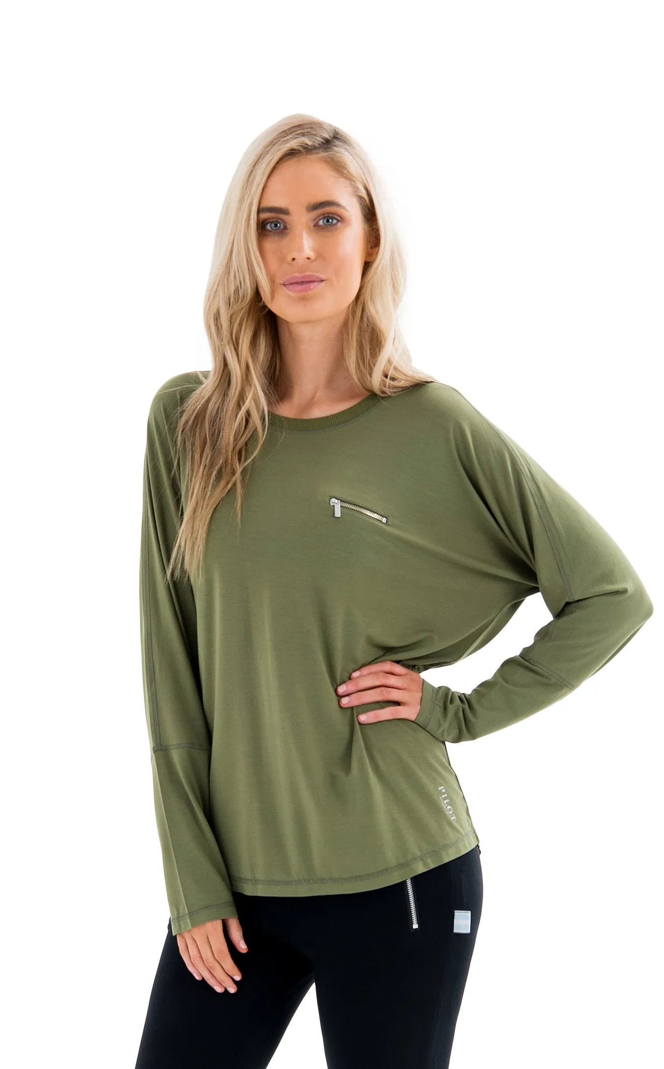 BONNEY LONGSLEEVE BATWING TEE - ARMY GREEN