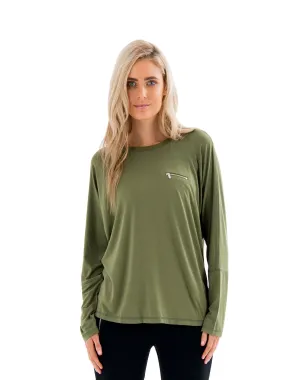 BONNEY LONGSLEEVE BATWING TEE - ARMY GREEN