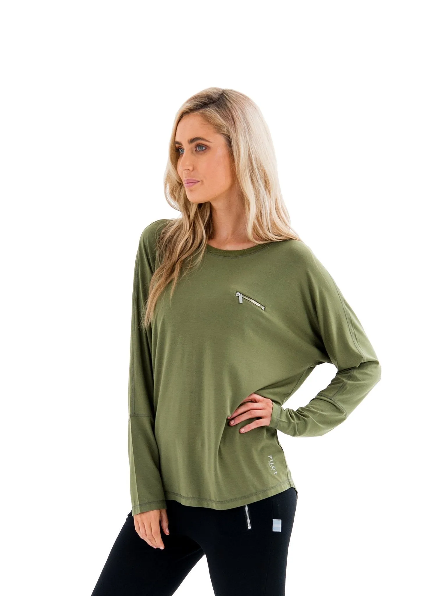 BONNEY LONGSLEEVE BATWING TEE - ARMY GREEN