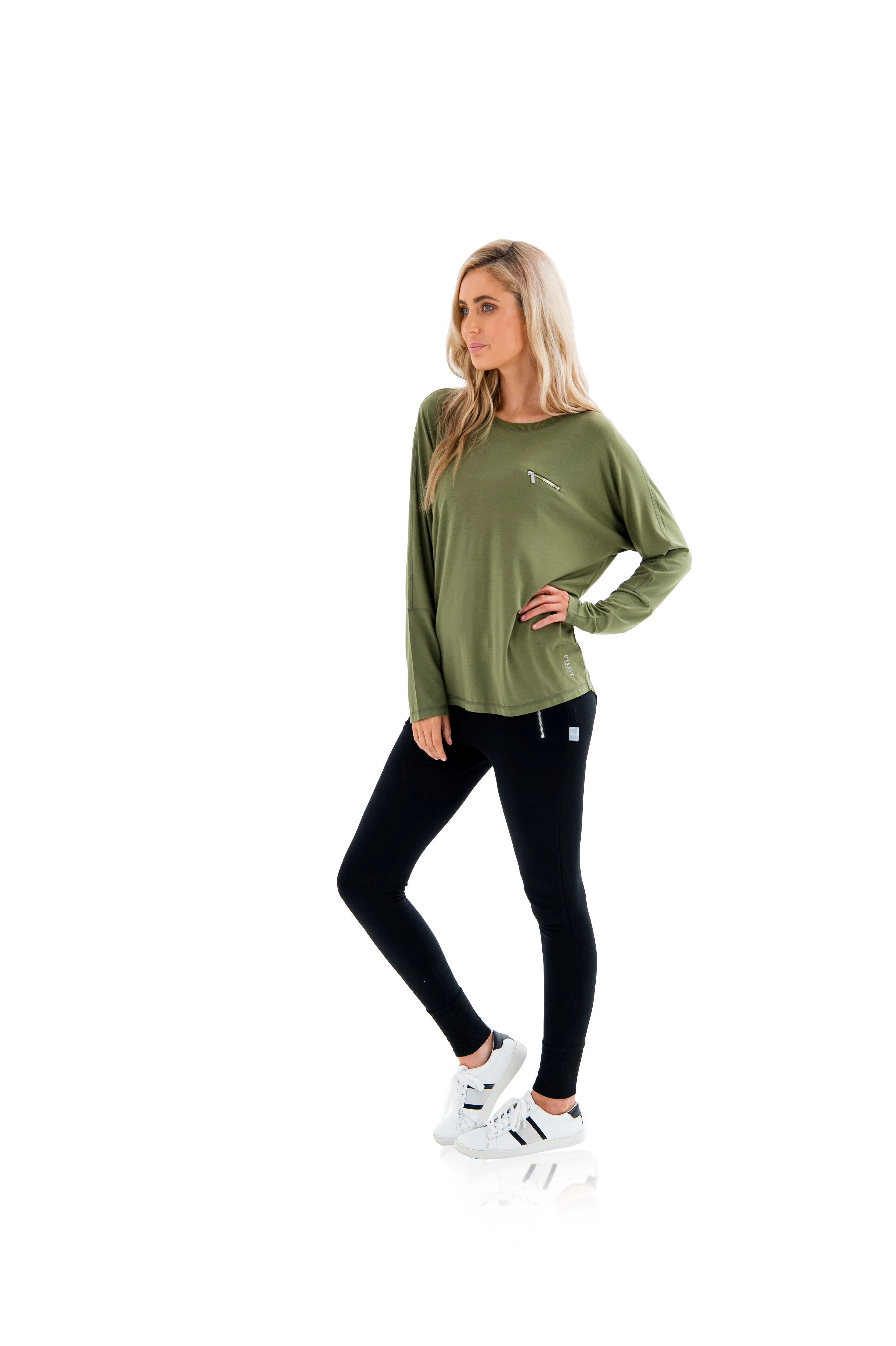 BONNEY LONGSLEEVE BATWING TEE - ARMY GREEN