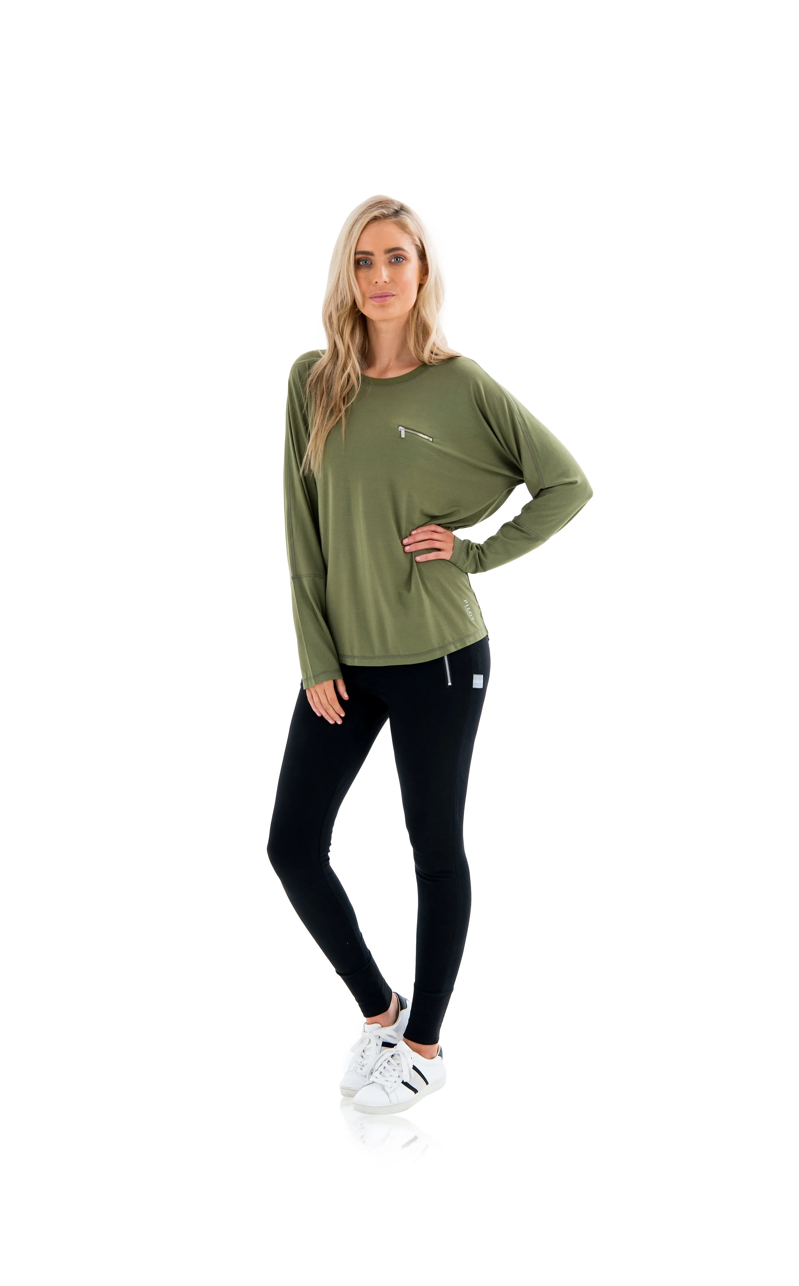 BONNEY LONGSLEEVE BATWING TEE - ARMY GREEN